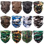 Camouflage Bandana Face Tube Mask Multifunctional Elastic Sports Seamless Headwear Outdoor Bandana Scarf with UV Resistance 12 Pack