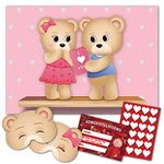 Valentines Day Game – Pin The Love Heart Game | 24 Player | Blindfold | Certificate | Poster | Stick the love heart on the teddy bears valentine’s card, romantic love gift for him, her and children