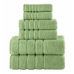 Elegant Comfort 4 Lines Viscose Stripe 6-Piece Premium Towel Set - 100% Turkish Cotton High Absorbent Luxury Bathroom Towels – Includes 2 Washcloths, 2 Hand Towels and 2 Bath Towels Set, Sage