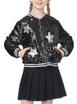 LOLANTA Girls' Outerwear Jacket Kids Jackets Girls, Full Sequin (Black,8-10)