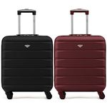 Flight Knight Small Suitcase Set of 2 - easyJet 45x36x20cm Cabin Bag, Underseat Lightweight Suitcase, 4 Wheels ABS Hard Shell Suitcase, Free Carry-Ons Hand Luggage Approved for Over 100 Airlines