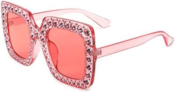 FEISEDY Women Sparkling Crystal Sunglasses Oversized Square Thick Frame B2283