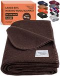 Woolly Mammoth Merino Wool Blanket - Large 66" x 90", 4LBS Camp Blanket | Throw for The Cabin, Cold Weather, Emergency, Dog Camping Gear, Hiking, Survival, Army, Outside, Outdoors – Brown
