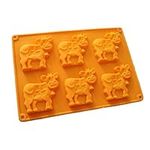 Allforhome 6 Cows Silicone Cake Baking Mold Cake Pan Handmade Soap Moulds Biscuit Chocolate Moulds Muffin Cups