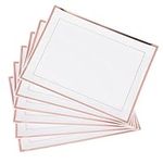 MATANA 24 White Plastic Serving Platters with Rose Gold Border, Food Party Trays - 30x23cm - Buffets, Weddings, Birthdays, Christmas, Parties - Elegant, Sturdy & Reusable