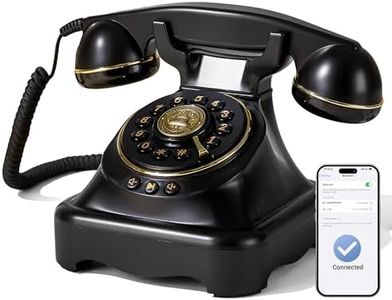 Bluetooth Landline Phone Retro Rotary Phone Supports Voice Assistant Smart Dialogue, Music Playback, Hands-Free Calling, USB Charging (Black)