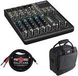 Mackie 802VLZ4 8-Channel Ultra-Compact Mixer with G-MIXERBAG-1212 Padded Nylon Mixer/Equipment Bag & PB-S3410 3.5 mm Stereo Breakout Cable, 10 feet Bundle