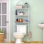 3-Tier Over The Toilet Storage Rack, Metal Bathroom Organizer Bathroom Shelf Space Saver (White)