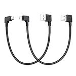 Kallaudo 90 Degree Short Micro USB Cable 27CM Left Angle USB 2.0 A Male to Left and Right Angle Micro USB Male Cable Charging Data Sync for Power Bank, Android Phone,Black (2Pack)