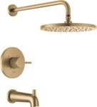 Delta Faucet Modern Raincan Round Single-Function Tub and Shower Trim Kit Gold, Tub Faucet Set, Rainfall Shower Head Gold, Delta Shower Kit, Champagne Bronze T14469-CZ-PP (Valve Not Included)