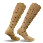 Travelsox Italy Ladies Graduated Compression Socks TS0867 Floral Womens Coolmax Dress, Travel, Play, Khaki, Large