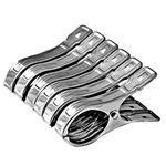 Vicloon Stainless Steel Beach Towel Clips, 6 Pcs 12cm Large Stainless Steel Sunbed Towel Pegs, Stainless Steel Laundry Clip Towel Pegs for Sunbeds, Sun Loungers, Pool Chairs, Laundry
