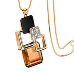 YAZILIND Charm Brown Magic Space Cubic Zirconia Statement Women Long Chain Pendant Necklace Jewelry