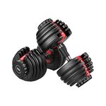 Fitspace Adjustable Dumbbell pair 24kg with Metal and PVC Dumbbell Plates, Home Workout Equipment, Exercise & Fitness Set (2.5kg - 24kg) Pair of 2 (Red Color)