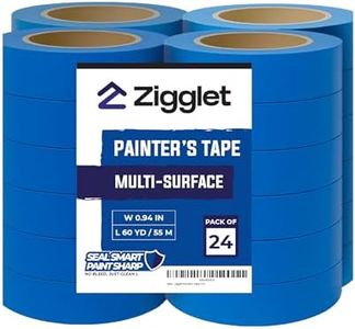 Zigglet Blue Painters Tape – Wide Masking Tape for Painting Walls & Trim, Clean Removal, No Residue – Heavy Duty Blue Tape for DIY, Multi‑Surface Paint Tape for Professionals - 60 Yards | Pack of 24