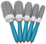 Liseng Ceramic Ionic Round Hair Brush Barrel Hairdressing Hair Salon Styling Barrel Curling Brush Tool Set（19mm 25mm 32mm 45mm 53mm） (Blue)