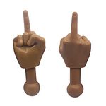 Tiny Hands 4.5-Inch Novelty Toys | Two Middle Finger Hands, Deep Brown | Plastic Puppets With Holding Sticks | Funny Gag Gifts, Figures for Imaginative Playtime