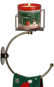 Zylbb Vintage Hand Towel Holder with Candle Holder for Wall, Metal Towel Hook for Bathroom Wall, Rustic Towel Ring, Sturdy Wall Mounted Hanger for Bathroom, Kitchen, Entryway (Antique Bronze)