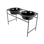 Platinum Pets MDDS32BLK Modern Double Diner Stand with 2 32-Ounce Rimmed Bowls