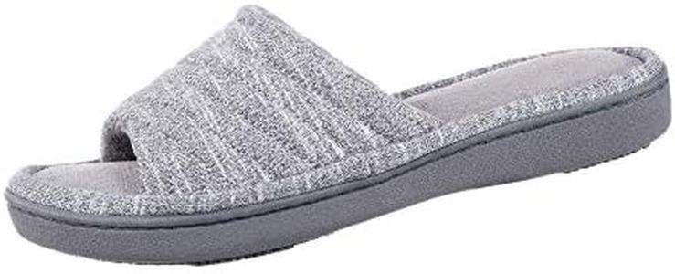 isotoner Women's Andrea Open Toe Slide Slipper with Moisture Wicking for Indoor/Outdoor Comfort and Arch Support, Ash, 8.5-9