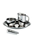 Officina Alessi Bauhaus Creamer, Sugar & Tongs & Tray Set
