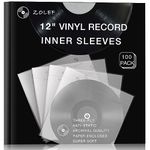 Vinyl Record Inner Sleeves 100 Pack for 12" Lp, 3-Ply Anti Static Soft Inner Sleeve with Archival Paper Enclosed for 33 RPM LP Protection (12" 100P)