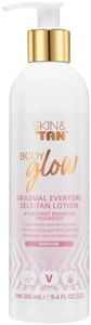 Skin & Tan Body Glow Lotion - Medium Gradual Tanner for Natural Looking Sunless Tan, Streak-Free, Easy Application, Coconut Scented, Hydrating, Body Moisturiser 280ml