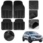 Cabix Car mat | Anti Skid Footmat | Solid Black Universal Fit | 7904 Model | All Season Rubber & Polyvinyl Chloride Complete mat Set for Renault Kwid, Black (Set of 4)