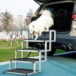 Lemberi Reinforced Dog Stairs for Car, SUV and Trucks Aluminum Dog Ramps for Small to Large Size Dogs with Non-Slip Surface, Lightweight Foldable Pet Car Steps Up to 250 lbs for Bed Oudoor