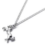 HORSE Pendant Necklace - Silver Tone Charm on 16 Inch Silverplated Curb Chain