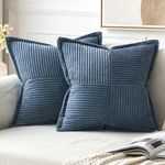 MIULEE Blue Corduroy Pillow Covers 