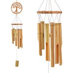 JOELELI Wooden Wind Chimes for Garden, Large Hanging Tree of Life Windchimes Indoor Outdoor Good Luck Decoration for Women MOther's Day Cemetery Outside Patio and Home