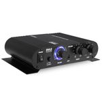 Pyle Stereo Amplifier - 90W HiFi Audio Receiver, 2 Channel, Mic In, Compact & Powerful Design, Great for Speakers, Desktop, Office, Home and More