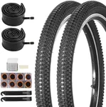 Fansport 20 inch Bike Tire,2 Pack 20x2.125 Bike Tires and 20x1.75/2.125 Bike Tubes with Bike Tire Levers, 20x2.125 Bicycle Tire Portable MTB Tires Rubber Tire for Mountain Path Muddy Trail