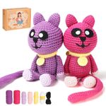 Crochet Kit for Beginners,CUTE-Eyfud Crochet Animal Kit,Knitting Kit with Step-by-Step Video Tutorials,Arts and Crafts for Kids Adults with DIY Knitting Supplies-CAT