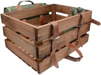 UNUS Wooden Bicycle Box Rear Bicycle Basket Wooden Box for Rear with Picnic Blanket and Bottle Holder, Box for Bicycle Pannier Rack in Brown
