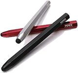 Port Designs Aluminium Pencil Shaped Easy Grip Stylus - Universal For All Touchscreen Devices, in Metallic Red, Black & Silver - 3 Pack