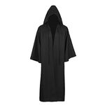 Men Tunic Hooded Robe Cloak Knight Gothic Fancy Dress Halloween Masquerade Cosplay Costume Cape (M, Adult Black)