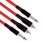 Hakuho 2 x 6.35 mm to 2RCA Cable,Dual 1/4 inch TS Stereo Jack Male to 2 RCA Male Stereo Audio Cable Splitter Adapter For Home Theater DVD Speaker Headphone Mixer Amplifier.(Red) (5 Meter)