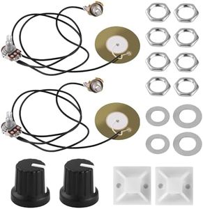 2 Packs 50mm Piezo Pickup Transducer Prewired Amplifier with 6.35mm Output Jack for Acoustic Guitars, Ukuleles, and Cigar Box Guitars