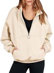 ANRABESS Women’s Oversized Half Zip Sweatshirt High Neck Long Sleeve Drop Shoulder Quarter Zip Up Fleece Hoodie Fall Clothes Trendy Y2K Pullover Sweater Top 1095xingse-L Apricot