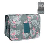 Hanging Toiletry Bag - Travel Portable Wash Bag Makeup Cosmetic Organizer for Women & Girls Waterproof Bathroom Shower Bag for Business Trip, Gym, Vacation & Household (Gray Flamingo)