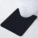 smiry Non-Slip Toilet Mat, 50 x 60 cm, Extra Soft U-Shape Pedestal Mat for Toilet, Absorbent Memory Foam Bath Contour Mat, Machine-Washable Dry Toilet Mat for Floor, Black