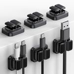 Lamicall [3 in 1] Spring Cable Holder Clips - [6 Pack] Wire Holder Organiser, No-residue Adhesive Cord Management, Desk Tidy for USB Charger Cable, Power Cords, Wall, PC, Car, Office, Home - Black