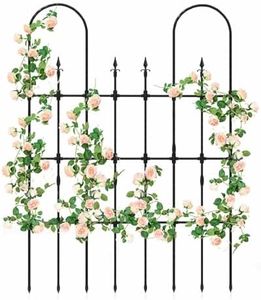 Costway 146cm L x 186cm H Garden Trellis for Climbing Plants, Outdoor Rose Arch Trellis, Rustproof Metal Plant Support Frame for Raised Bed, Decorative Garden Fence for Vegetable Flower