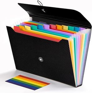 AMXGPT Expanding File Folder,with Sticky Labels 13 Pockets Accordion File Holder Organizer A4 Letter Size File Bags Envelopes Receipt Organizer for Classroom, Home, Office and Travel Assorted Colors