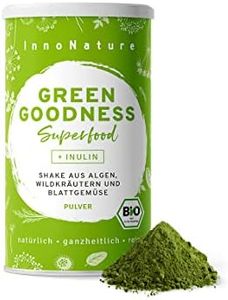 Bio “Green Goodness” Superfood Shake mit 12 Superfoods (Weizengras + Gerstengras + Moringa + Chlorella + Spirulina + Kelp etc.) 300g Premium grünes Smoothie Pulver/Shake. Vegan + hergestellt in DE.