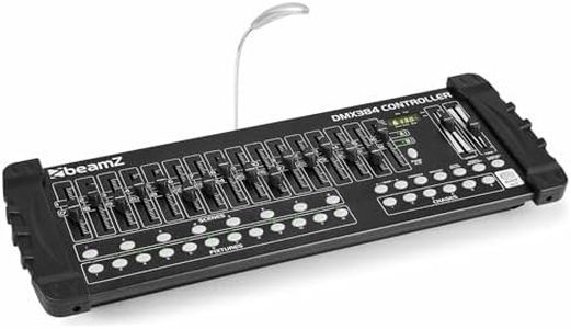 BeamZ DMX384 - Contrôleur DMX, 384 Canaux, Contrôle 12 Effets, 30 Banques, 6 Poursuites, 16 Curseurs, Microphone Intégré, Idéal pour DJ Professionnels