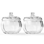 SYFURNIX Glass Pumpkin Jars 2PCS, Candle Jar with Lid for Making Candles, Decorative Jars for Bedroom, Kitchen Table Décor Fall Halloween Container Indoor Decoration