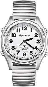 Hearkent Atomic Talking Watch for blind and Visually impaired Stainless Steel strech band best Gift for Elderly or Blind People